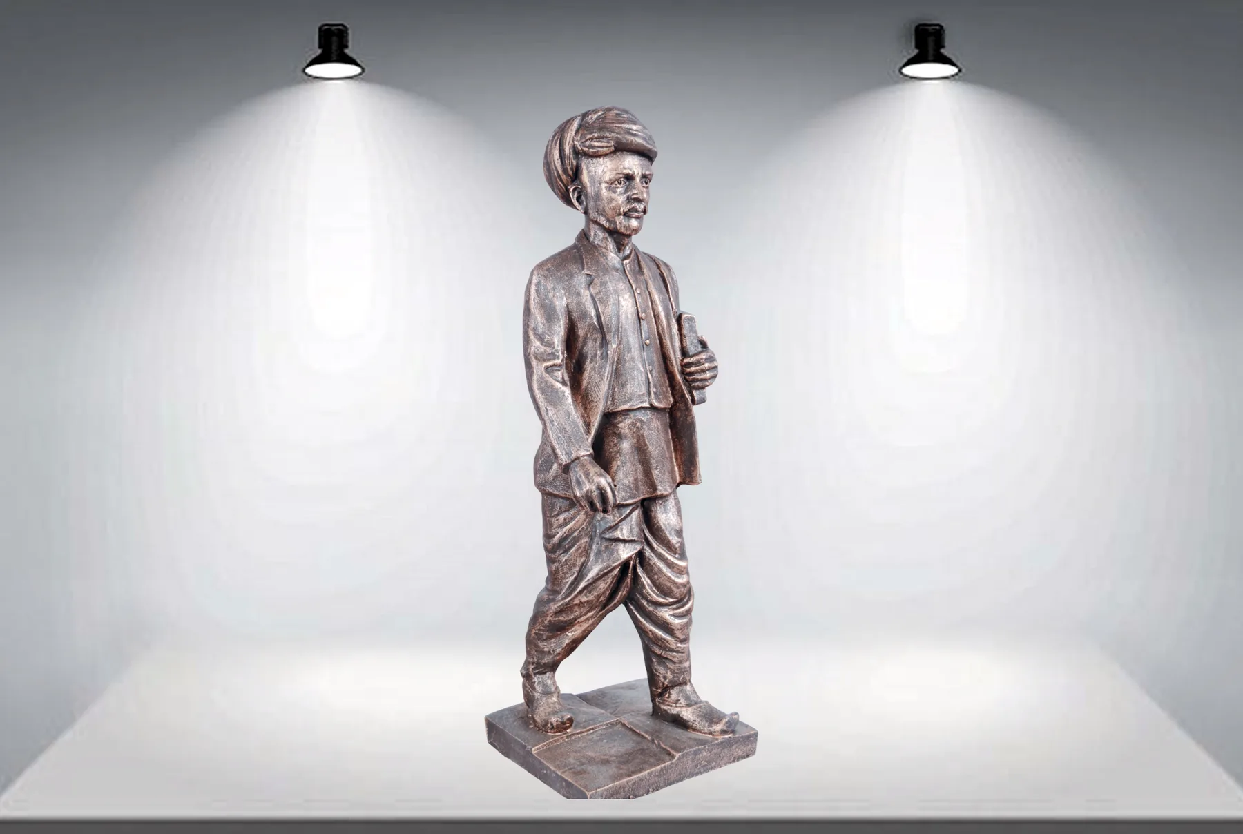 Standing scholar bronze statue